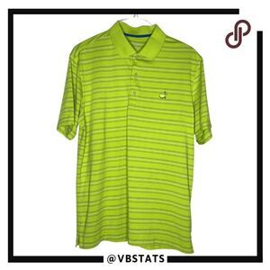 Master Tech Men's Striped‎ Golf Polo Shirt Lime Green Large